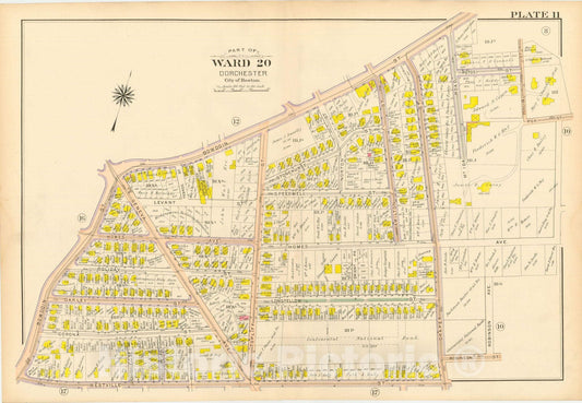 Historic Map : Atlas City of Boston, Vol. 5, Dorchester, 4th Ed., Dorchester 1904 Plate 011 , Vintage Wall Art