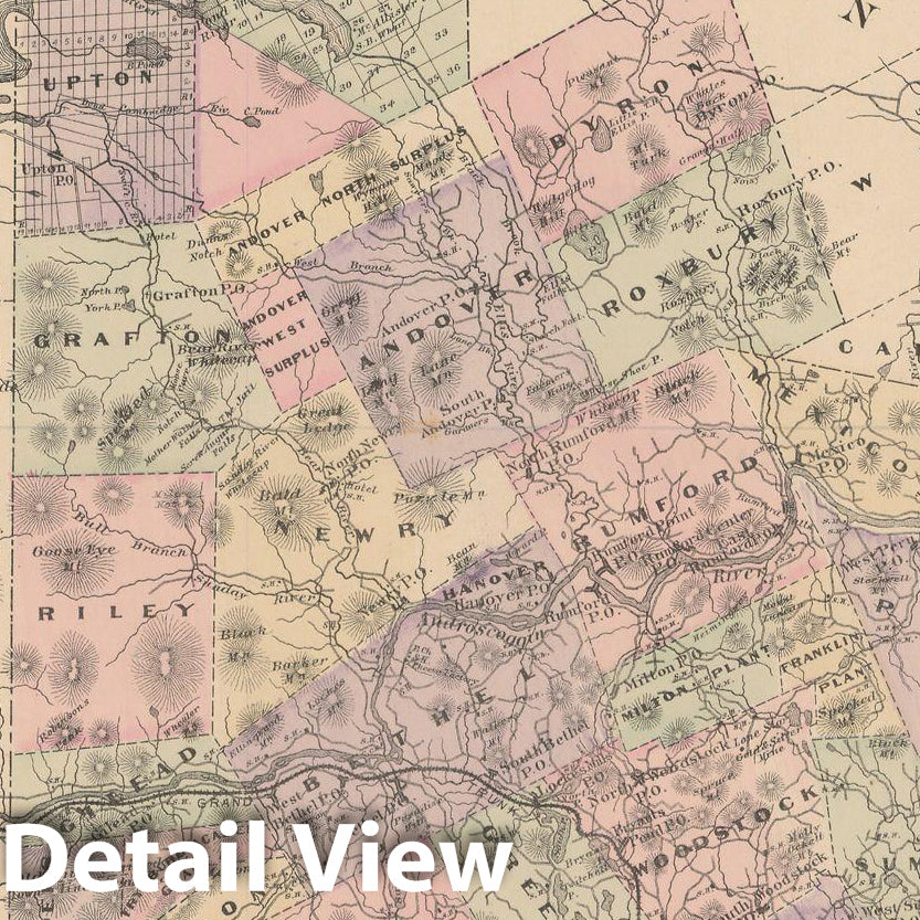 Historic Map : Atlas of Maine, Oxford 1885 , Vintage Wall Art