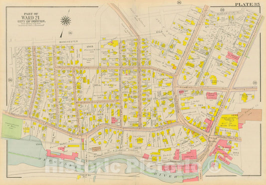 Historic Map : Atlas City of Boston, Dorchester, Dorchester 1918 Plate 035 , Vintage Wall Art