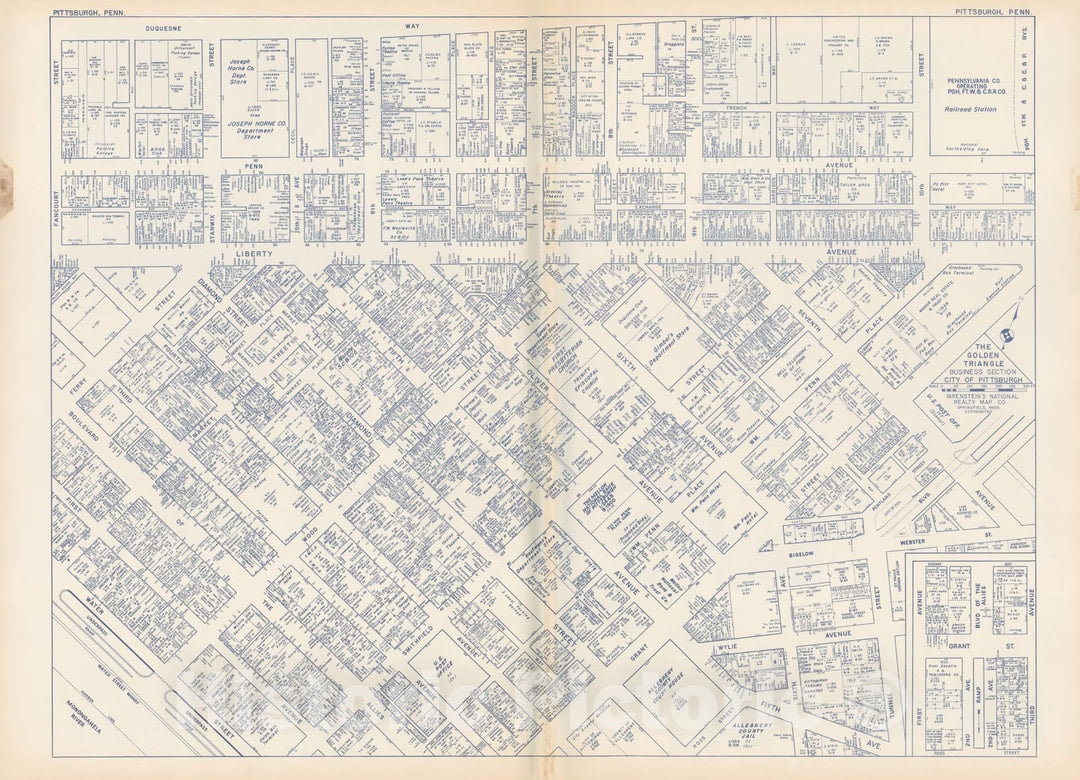 Historic Map : States of PA, VA & WV, Pittsburgh 1950 , Nirenstein's Real Estate Atlas , Vintage Wall Art