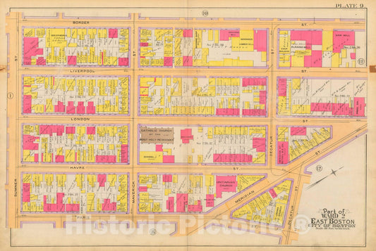Historic Map : Atlas City of Boston, Vol. 9, East Boston 1892 Plate 009 , Vintage Wall Art