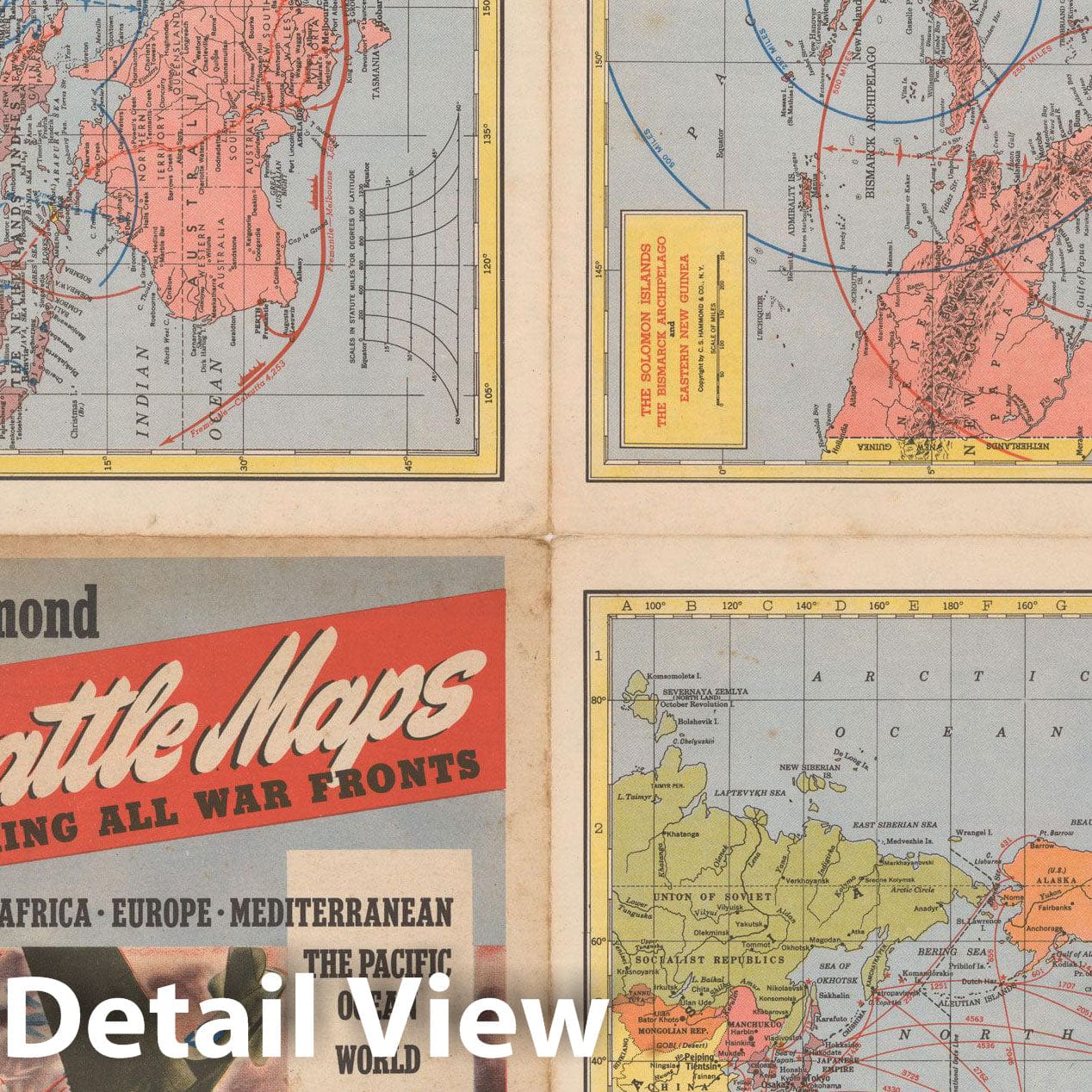 Historic Map : Battle Fronts Around the Pacific 1940s , Vintage Wall Art