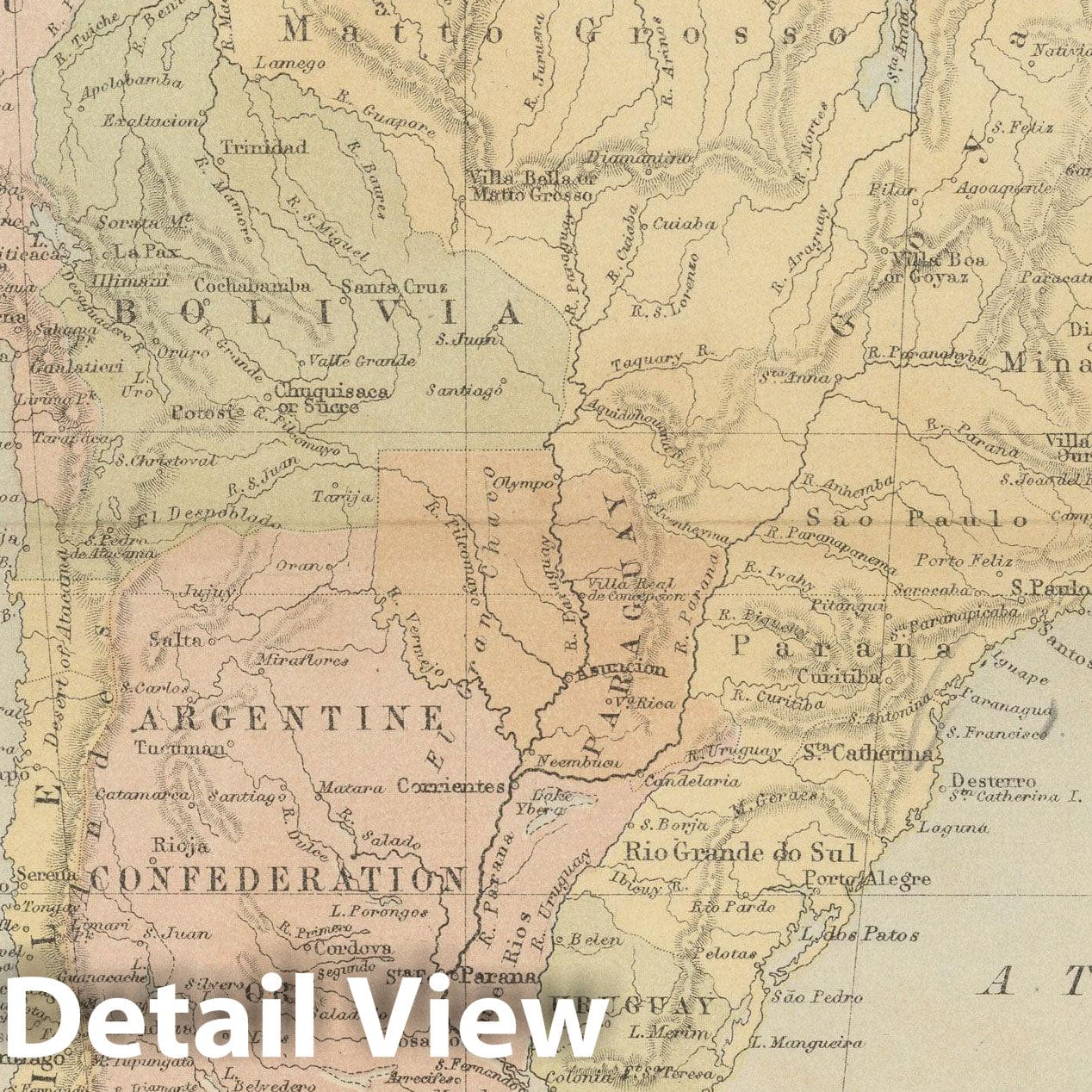 Historic Map : South America 1875 , Student Atlas of Modern Geography , Vintage Wall Art