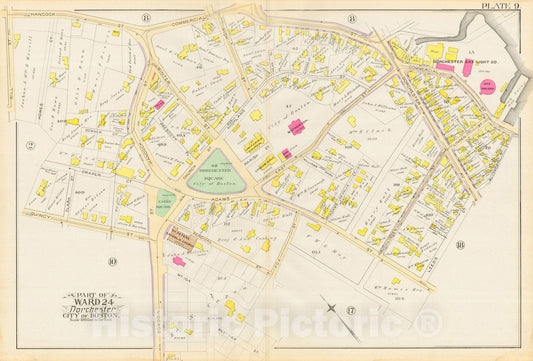 Historic Map : Atlas City of Boston, Vol. 5, Dorchester, Dorchester 1889 Plate 009 , Vintage Wall Art