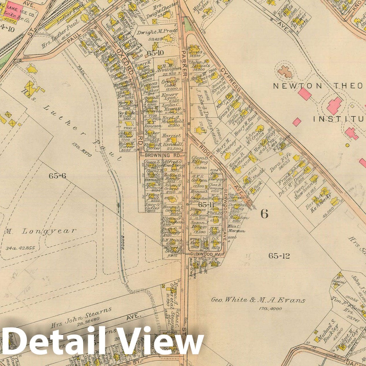 Historic Map : Atlas City of Newton Massachusetts 1917 Plate 019 , Vintage Wall Art