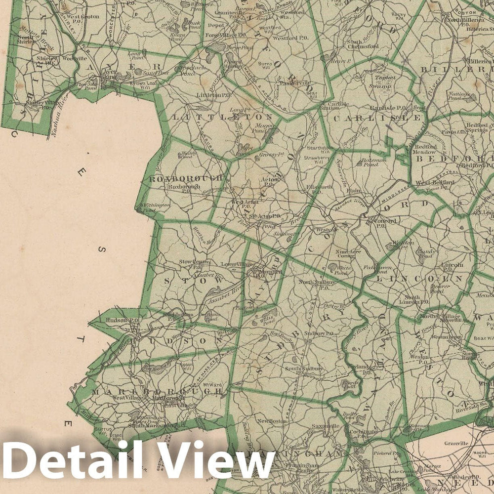 Historic Map : County Atlas of Middlesex Massachusetts, Middlesex 1875 , Vintage Wall Art