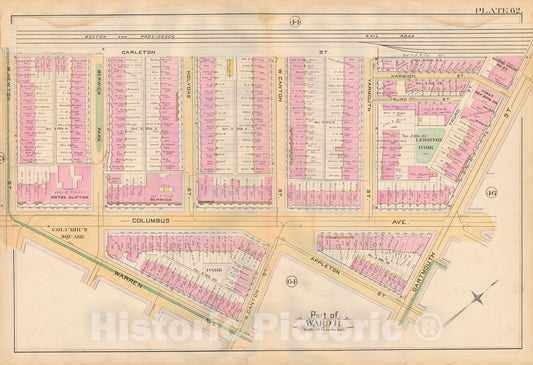 Historic Map : Atlas City of Boston, City Proper, Vol. 2, Boston 1888 Plate 062 , Vintage Wall Art