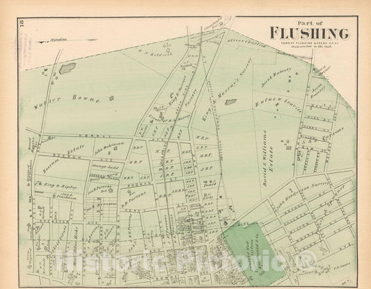 Historic Map : Atlas of Long Island, New York, Flushing & Queens 1873 , v3, Vintage Wall Art