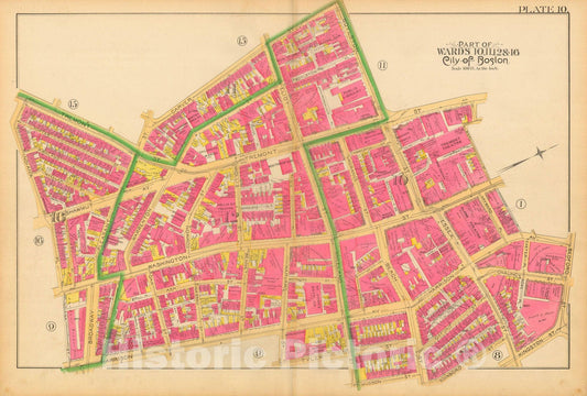 Historic Map : Atlas City of Boston, City Proper and Roxbury, Boston 1890 Plate 010 , Vintage Wall Art