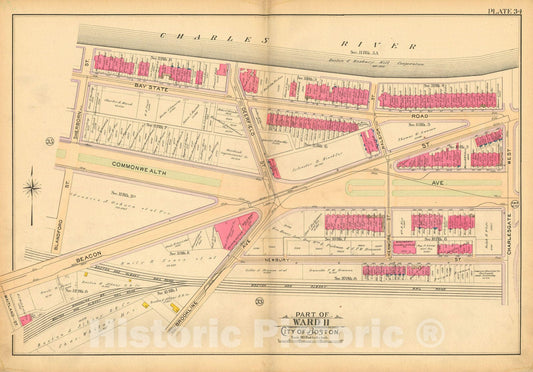 Historic Map : Atlas of Boston Proper, 1902 Plate 034 , Vintage Wall Art