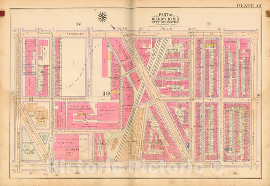 Historic Map : Atlas City of Boston, Boston 1912 Plate 019 , Vintage Wall Art