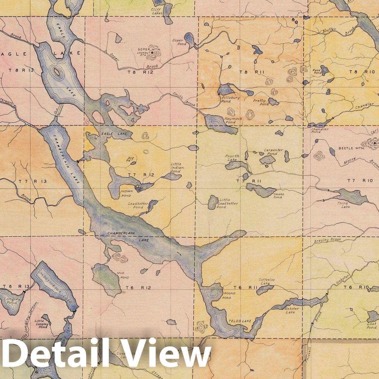 Historic Map : Maine General Highway County Maps, Piscataquis 1938 Plate 035 , Vintage Wall Art