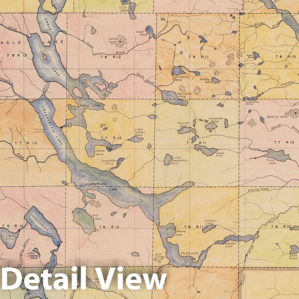 Historic Map : Maine General Highway County Maps, Piscataquis 1938 Plate 035 , Vintage Wall Art