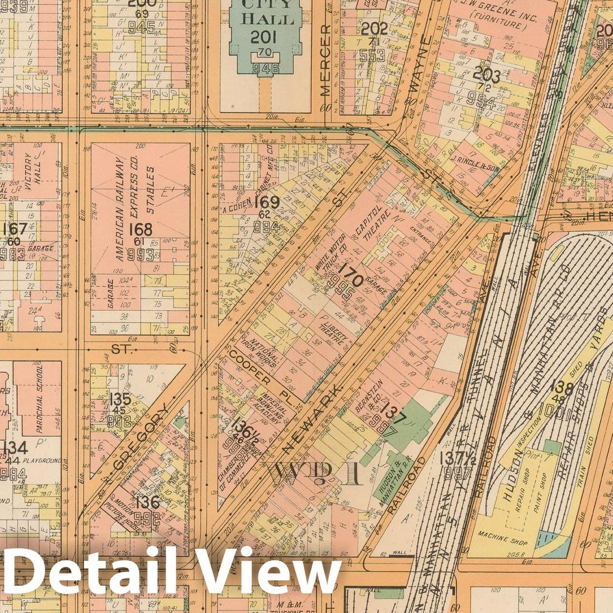 Historic Map : Plat Book of Jersey City, 1928 Plate 009 , Vintage Wall Art