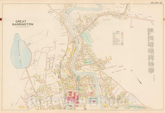 Historic Map : Atlas of Berkshire County Massachusetts, Great Barrington 1904 Plate 034 , Vintage Wall Art