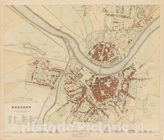 Historic Map : Europe, Dresden 1833 , Vintage Wall Art