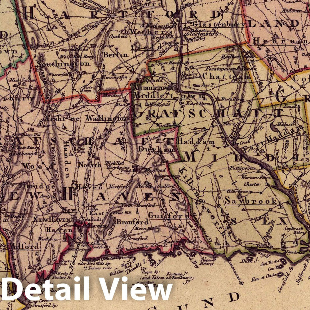 Historic Map : Connecticut 1796 , Vintage Wall Art