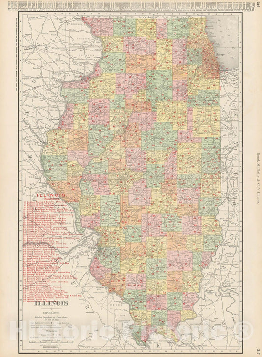 Historic Map : Illinois 1903 , Rand McNally Business Atlas , Vintage Wall Art