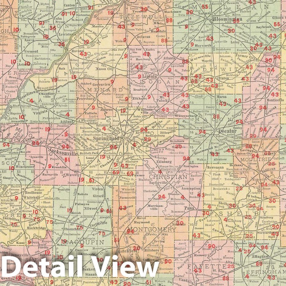 Historic Map : Illinois 1903 , Rand McNally Business Atlas , Vintage Wall Art