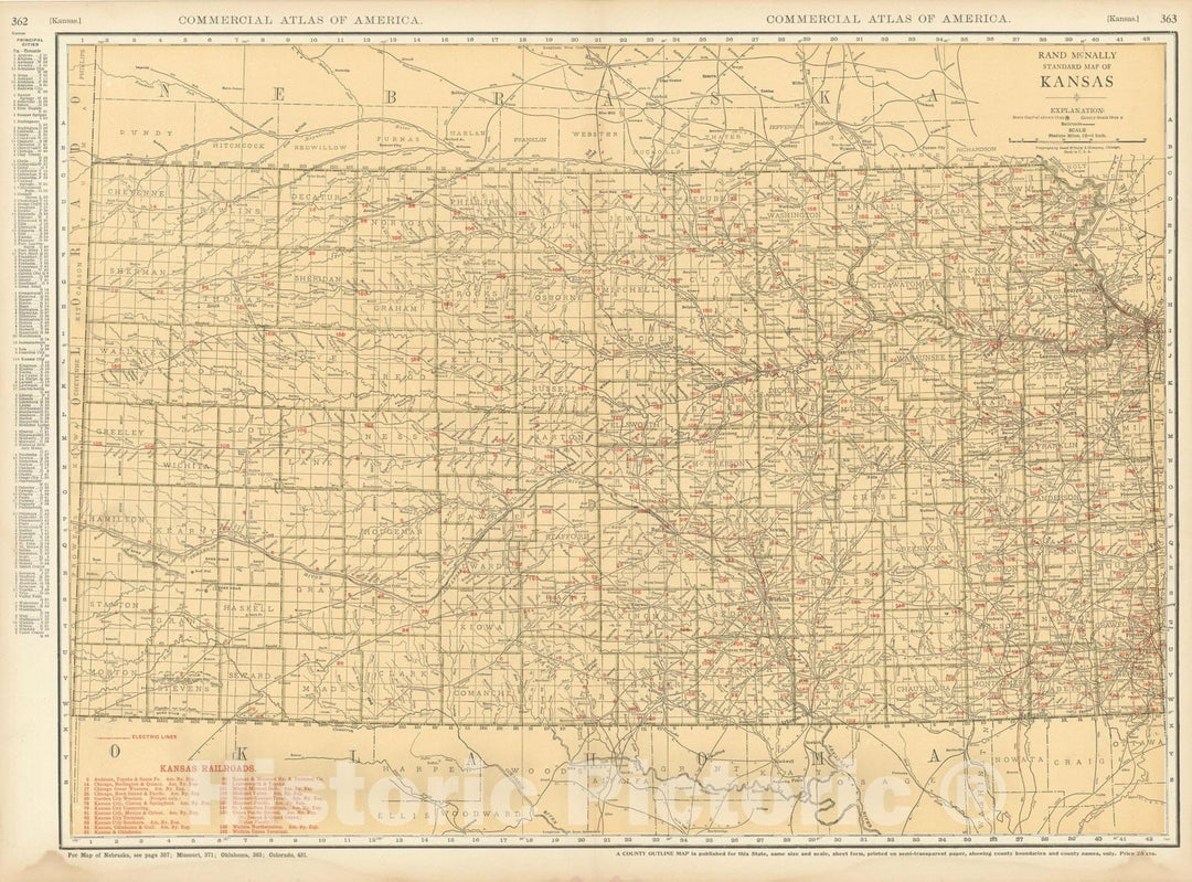 Historic Map : Kansas 1925 , Vintage Wall Art