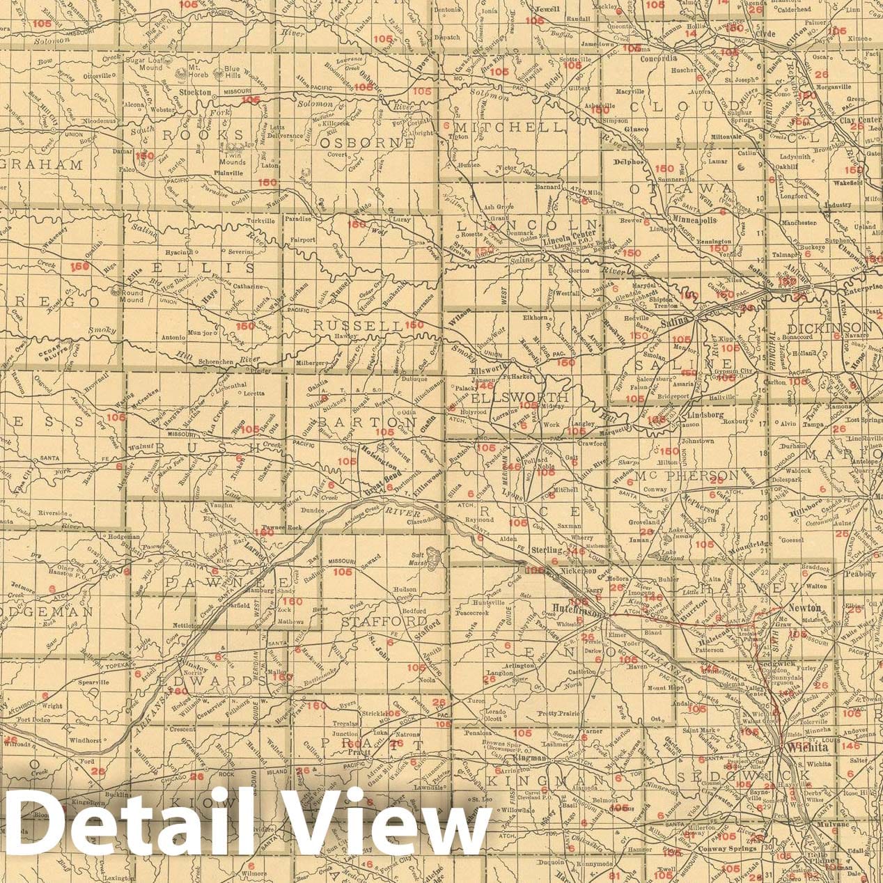 Historic Map : Kansas 1925 , Vintage Wall Art