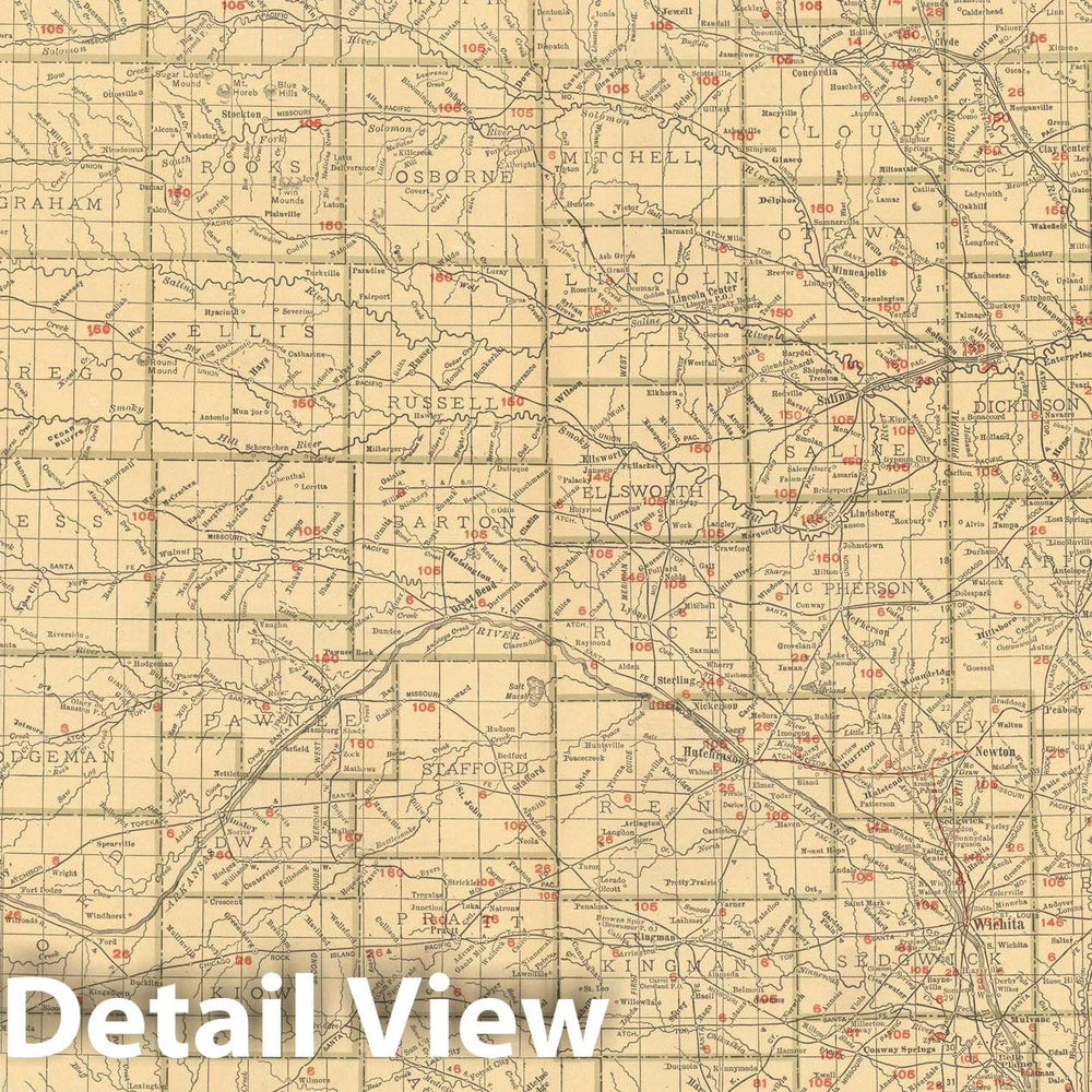 Historic Map : Kansas 1925 , Vintage Wall Art