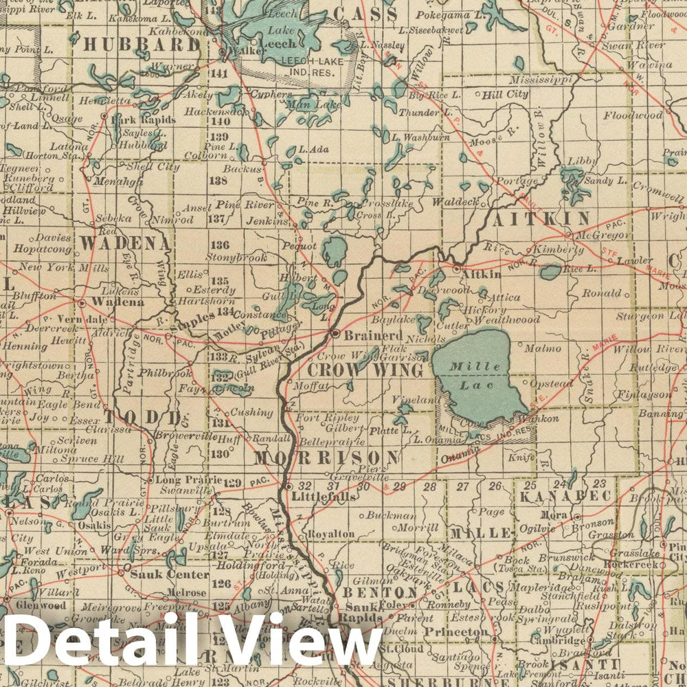 Historic Map : Minnesota 1914 , Century Atlas of the World, Vintage Wall Art
