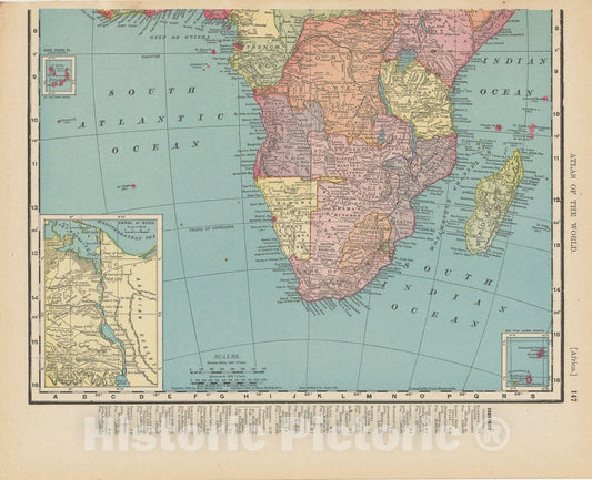 Historic Map : Africa 1900 , Universal Atlas World , v2, Vintage Wall Art