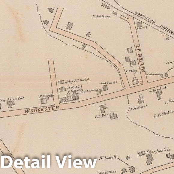 Historic Map : Atlas of Framingham, Framingham 1895 Plate 007 , Vintage Wall Art
