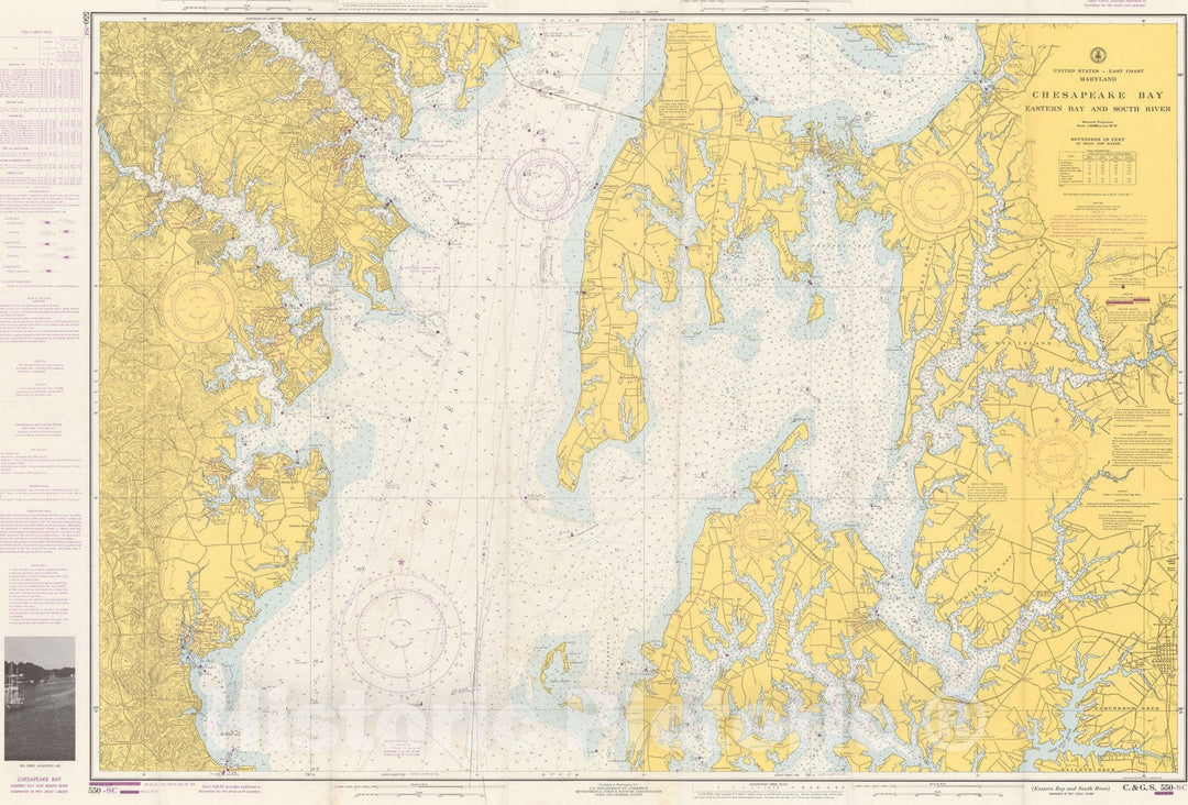 Historic Map : Chesapeake Bay: Eastern Bay and South River 1967 Topographic Map , Vintage Wall Art