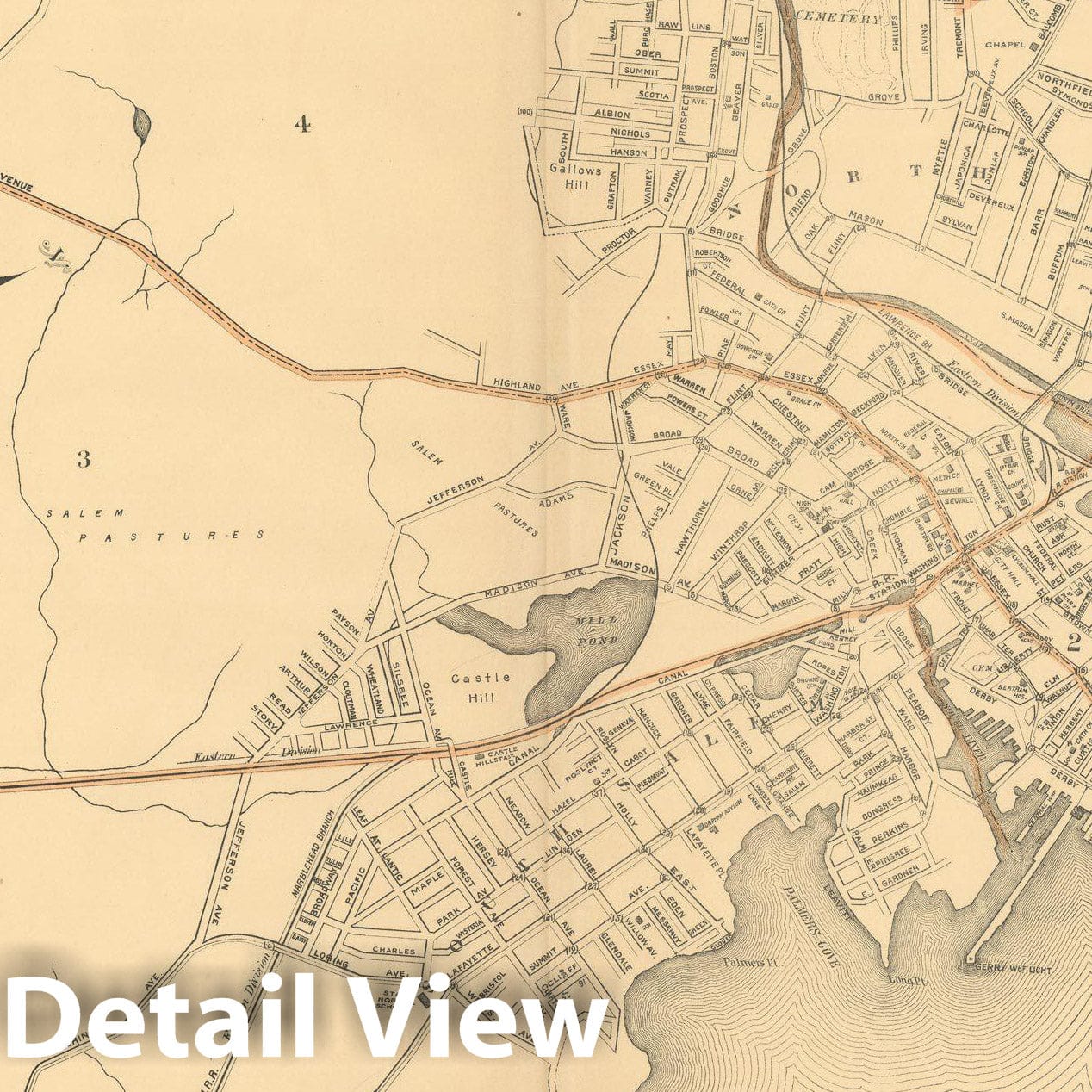 Historic Map : Atlas of Massachusetts, Salem 1904 , Vintage Wall Art