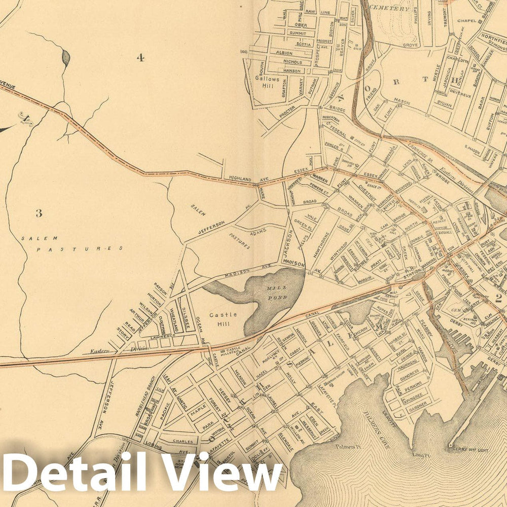 Historic Map : Atlas of Massachusetts, Salem 1904 , Vintage Wall Art