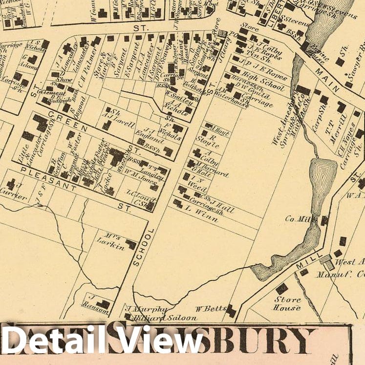 Historic Map : Atlas of Essex County Massachusetts, Amesbury & Salisbury 1872 , Vintage Wall Art