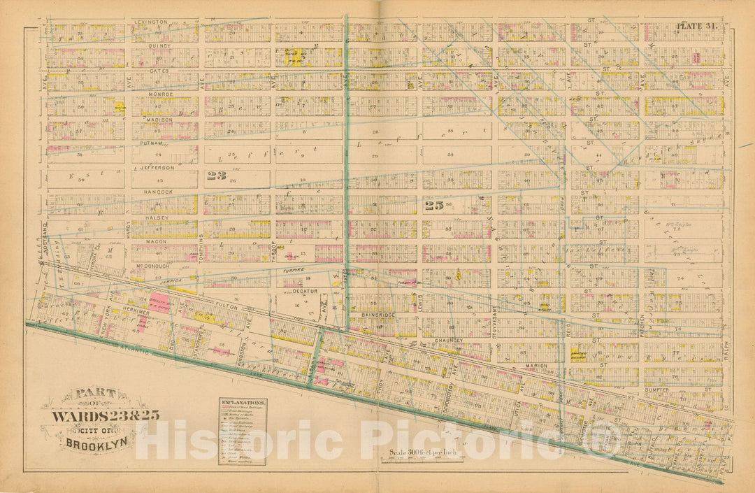 Historic Map : Atlas Entire City of Brooklyn Complete in One Volume, Brooklyn 1880 Plate 031 , Vintage Wall Art