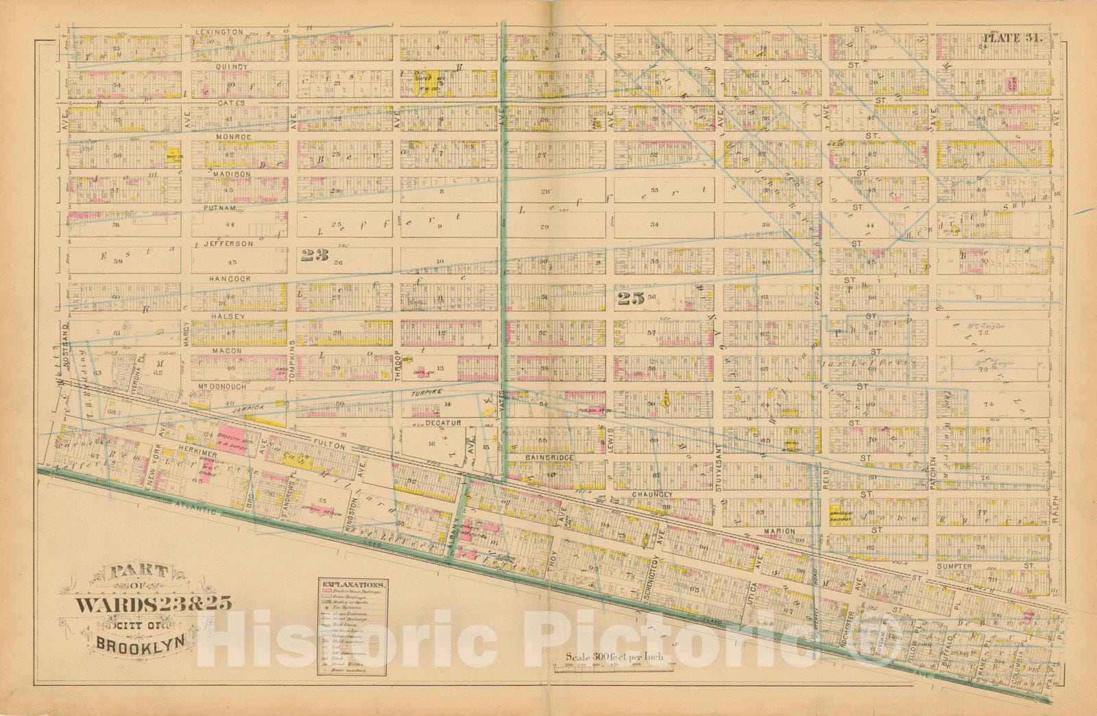 Historic Map : Atlas Entire City of Brooklyn Complete in One Volume, Brooklyn 1880 Plate 031 , Vintage Wall Art
