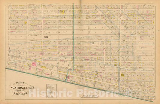 Historic Map : Atlas Entire City of Brooklyn Complete in One Volume, Brooklyn 1880 Plate 031 , Vintage Wall Art