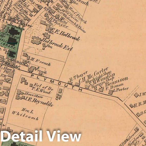 Historic Map : Atlas of Norfolk County, Holbrook 1876 , v2, Vintage Wall Art