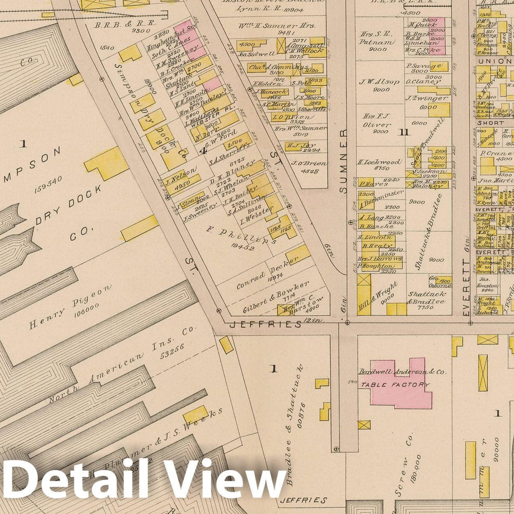Historic Map : Atlas of East Boston, 1884 Plate L , Vintage Wall Art