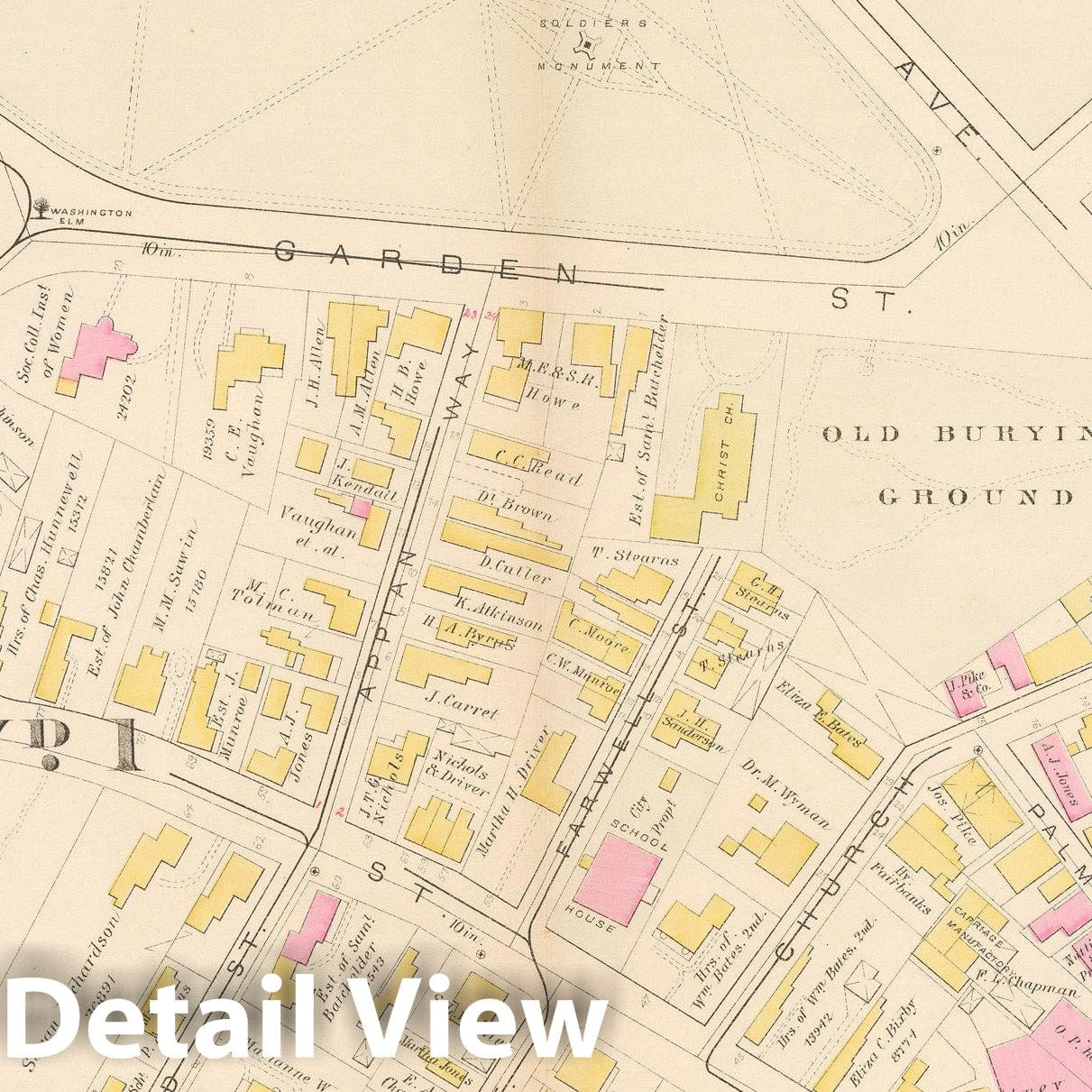 Historic Map : Atlas City of Cambridge, Cambridge 1886 Plate 001 , Vintage Wall Art