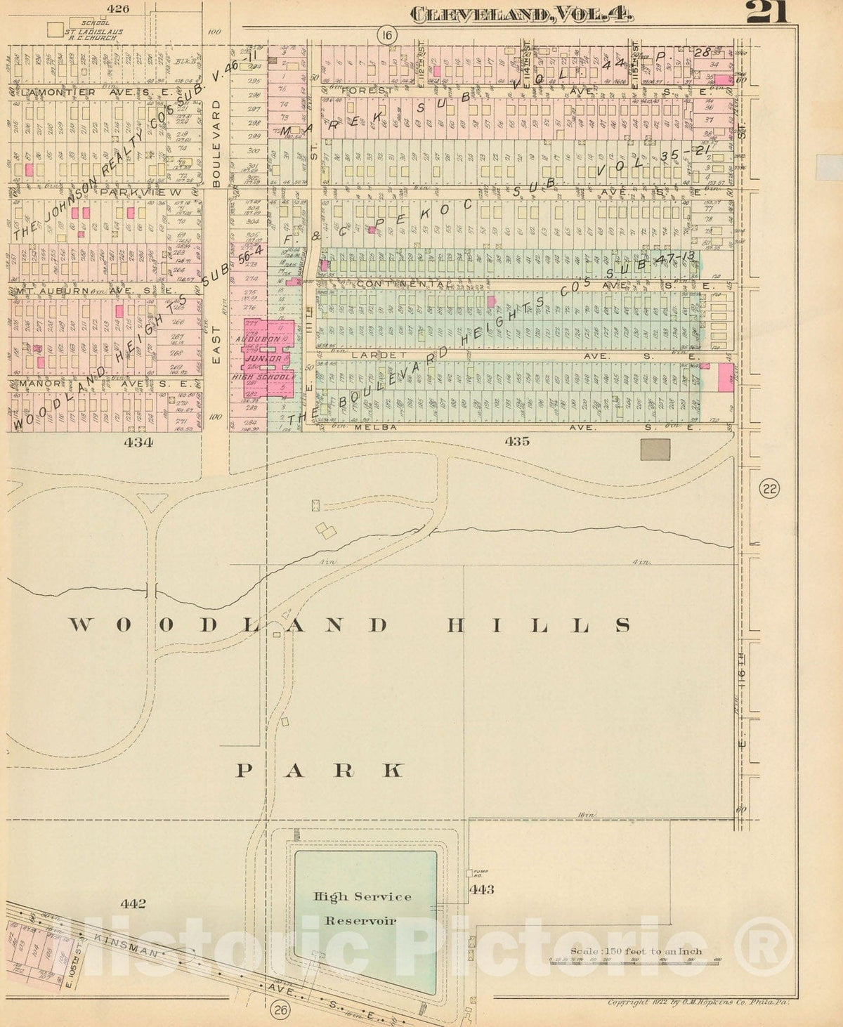 Historic Map : Atlas City of Cleveland, Vol. Four, Cleveland 1922 21R , Vintage Wall Art