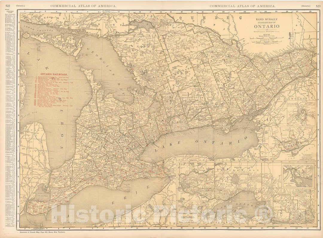 Historic Map : Commercial Atlas of America, 56th Edition, Ontario 1925 , v3, Vintage Wall Art