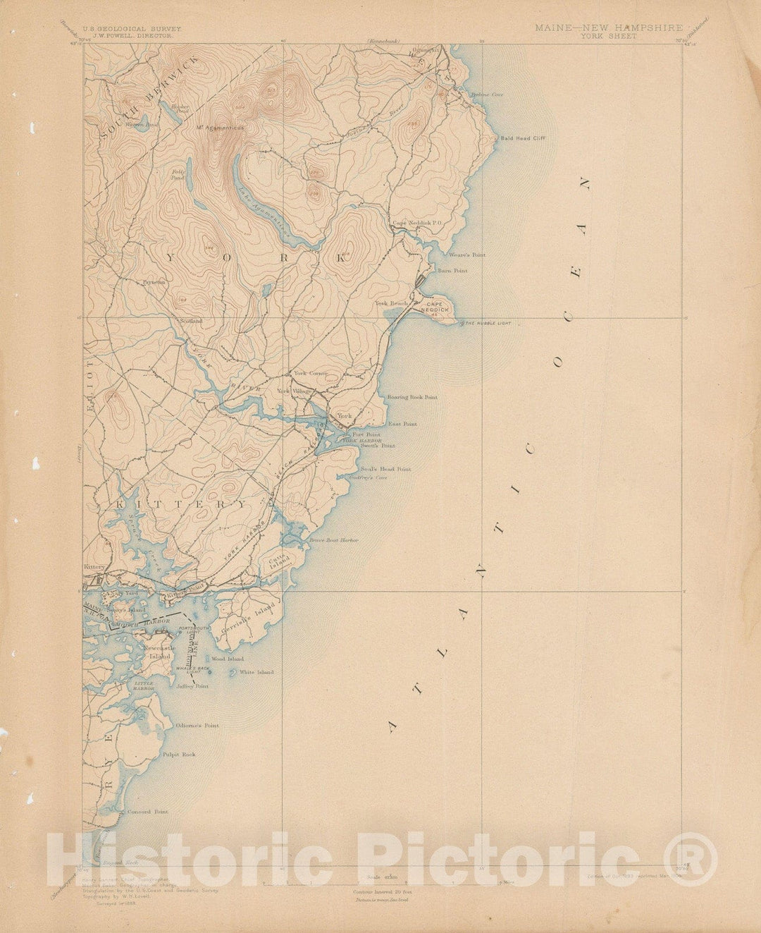 Historic Map : Atlas of Maine 1905, Kittery & Ogunquit & Wells & York 1905 Topographic Map , Vintage Wall Art