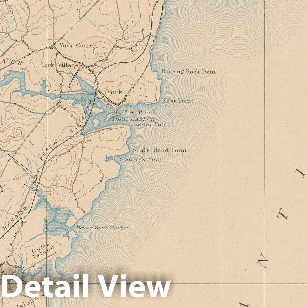 Historic Map : Atlas of Maine 1905, Kittery & Ogunquit & Wells & York 1905 Topographic Map , Vintage Wall Art