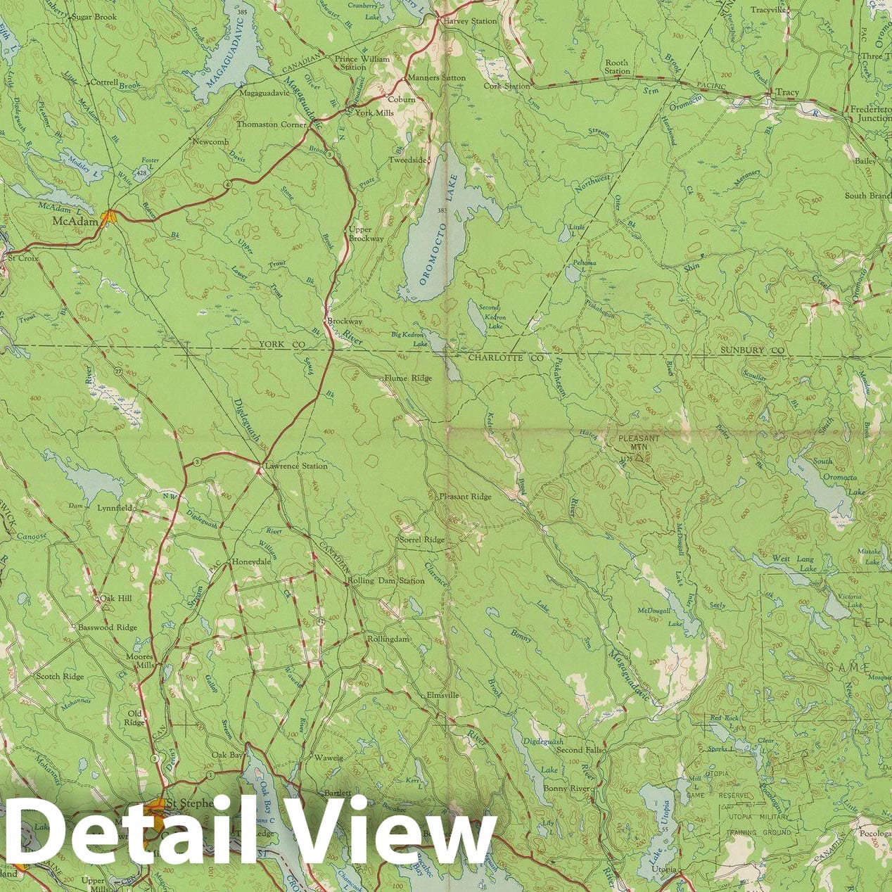 Historic Map : USGS 1:250,000 Topographic Maps, Fredericton 1963 , Vintage Wall Art