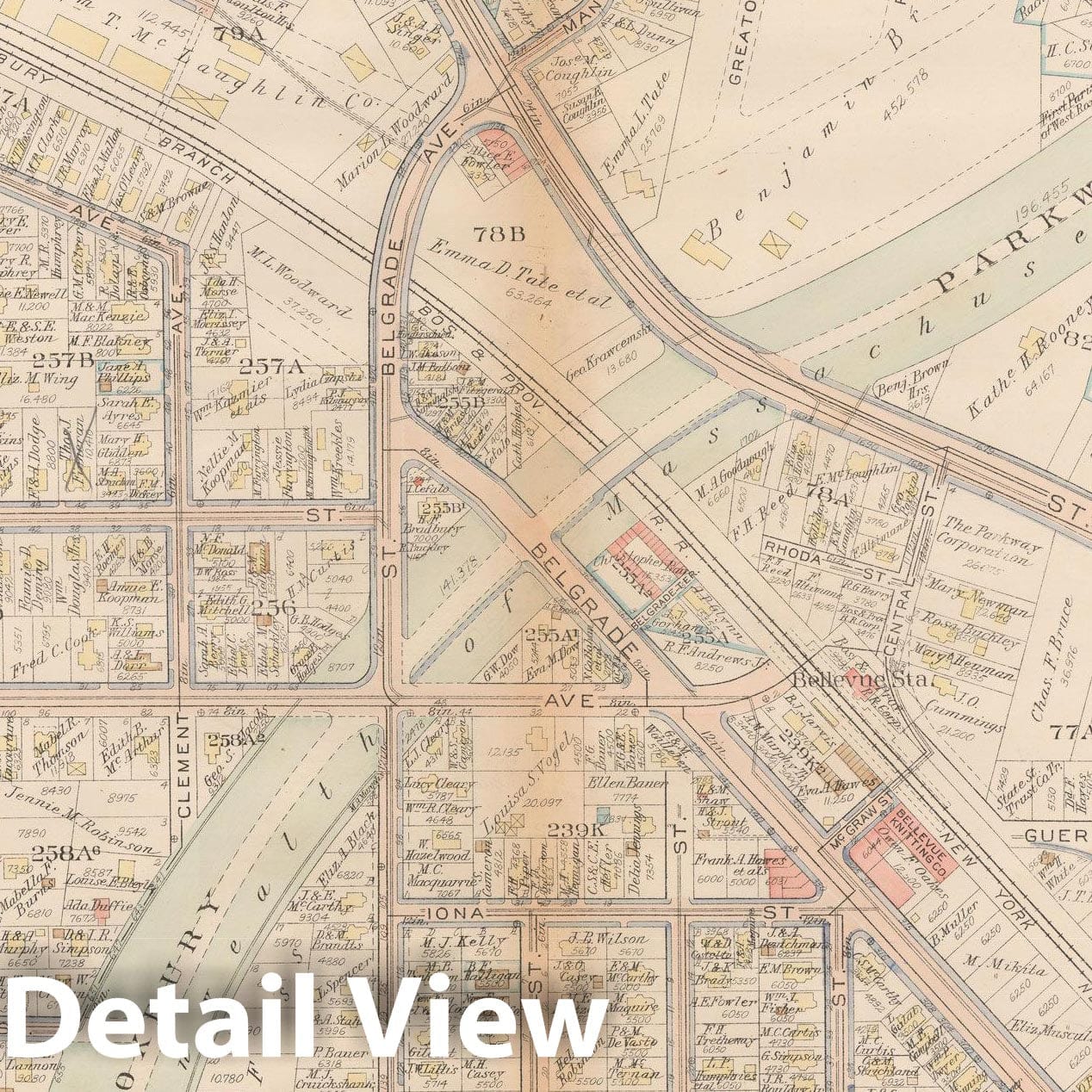 Historic Map : Atlas City of Boston, West Roxbury, Roslindale 1924 Plate 020 , Vintage Wall Art