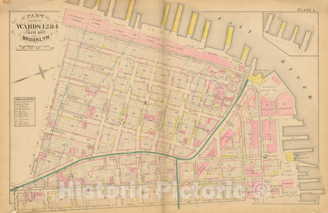 Historic Map : Atlas Entire City of Brooklyn Complete in One Volume, Brooklyn 1880 Plate 001 , Vintage Wall Art