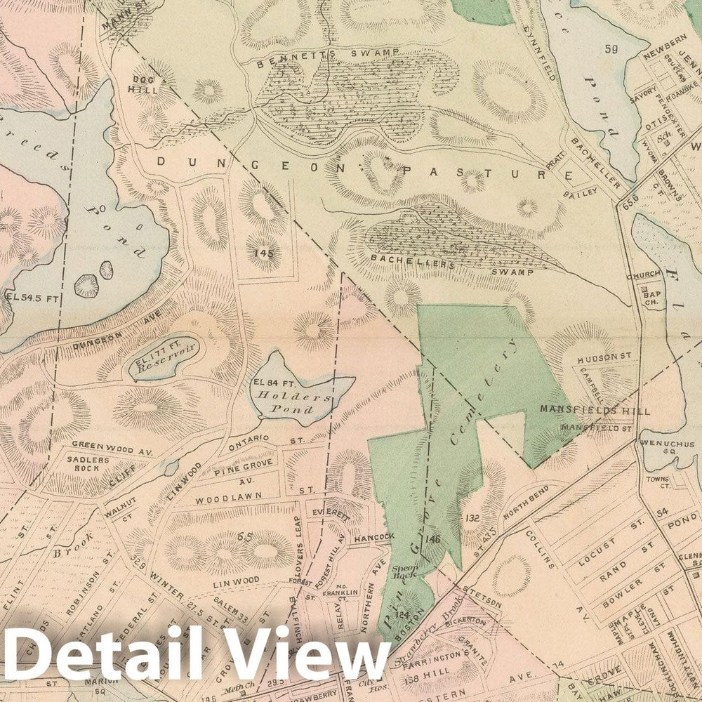 Historic Map : Atlas of Essex County, Lynn 1884 , Vintage Wall Art