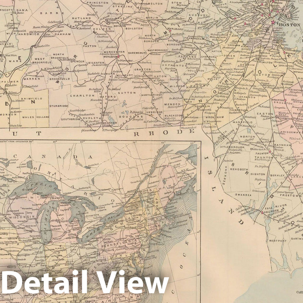 Historic Map : Atlas of Hampden County, Massachusetts, Massachusetts 1894 , Vintage Wall Art