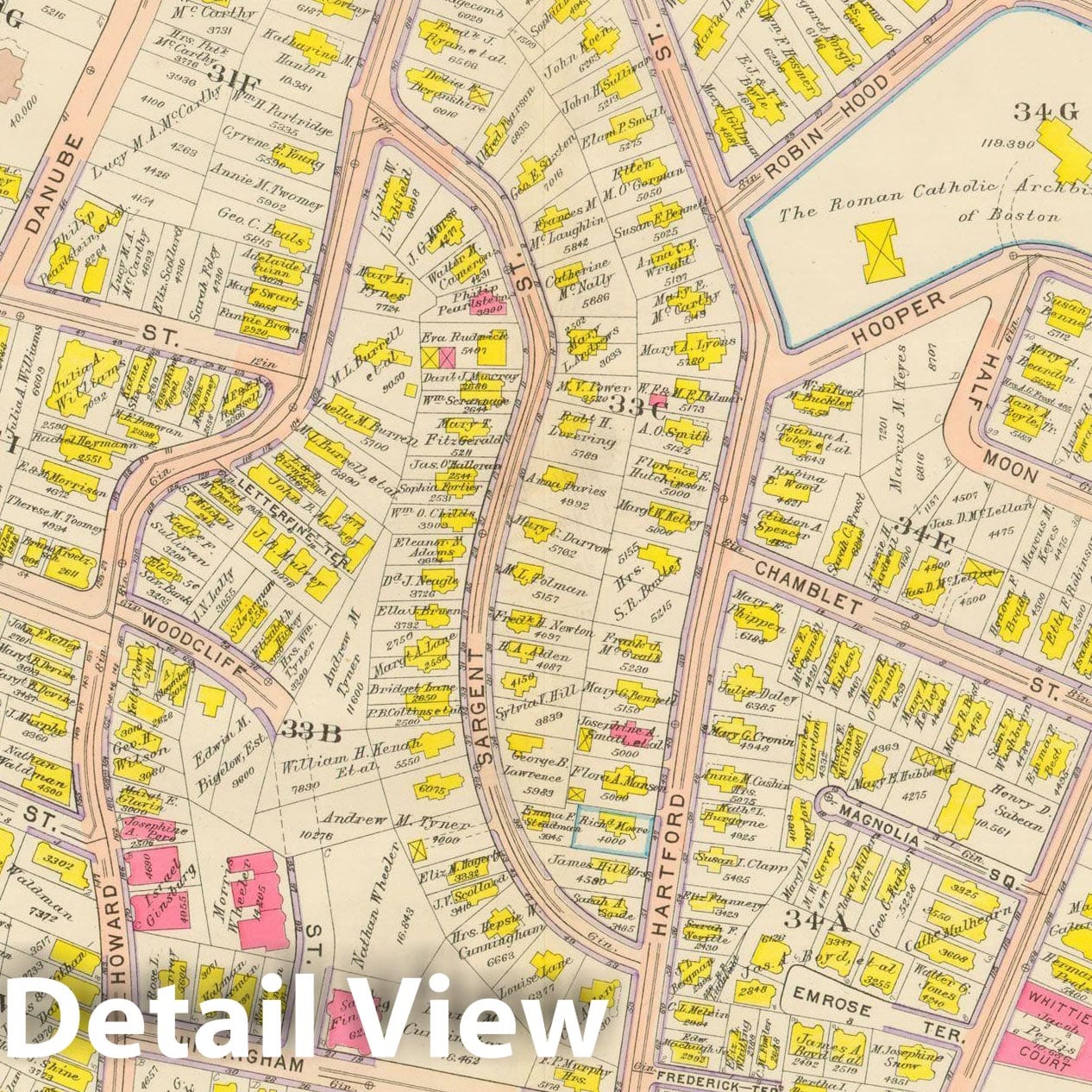 Historic Map : Atlas City of Boston, Dorchester, Dorchester 1910 Plate 007 , Vintage Wall Art