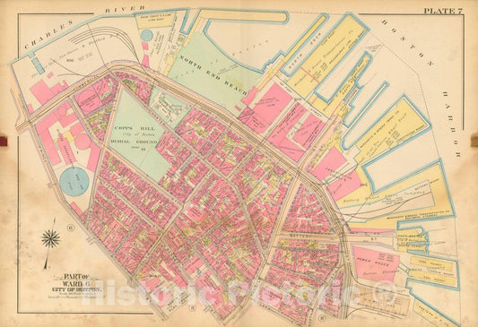 Historic Map : Atlas City of Boston, Boston 1912 Plate 007 , Vintage Wall Art